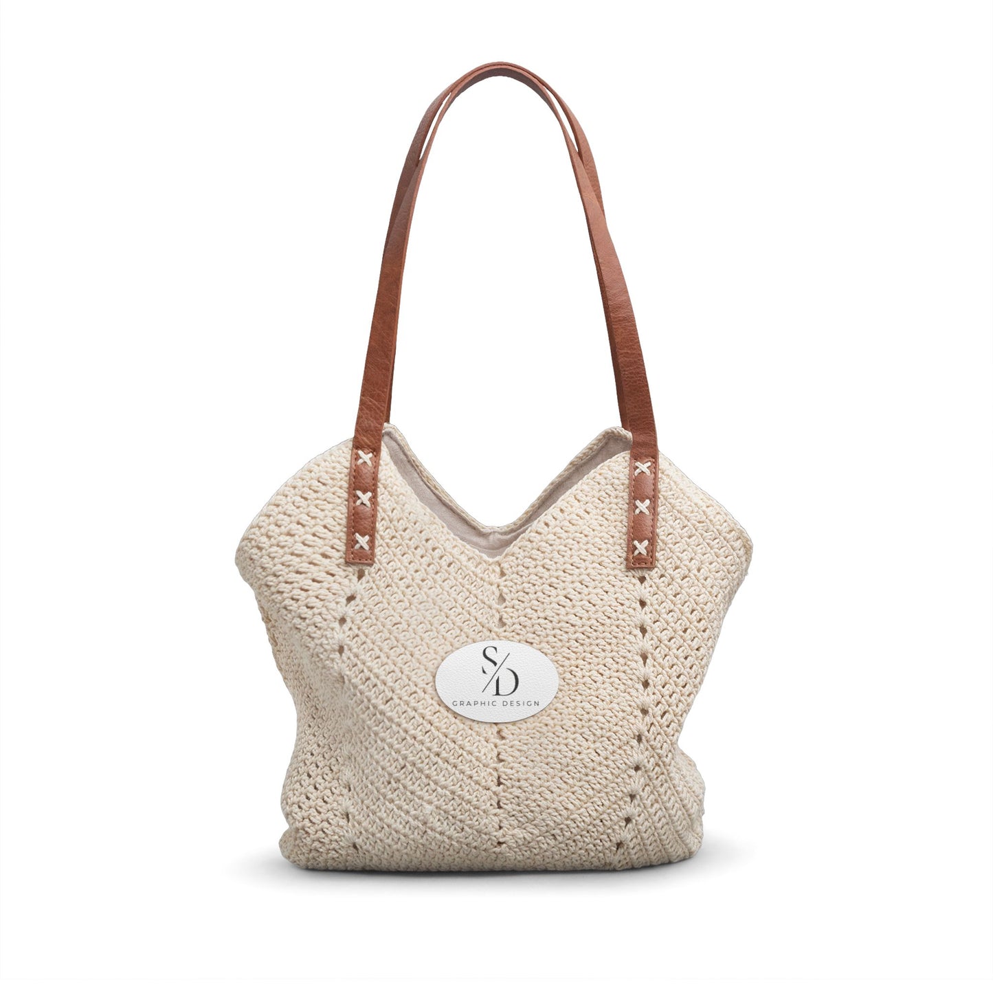 Straw Shoulder Bag — Minimalist Monogram SD Graphic Design Beach Tote